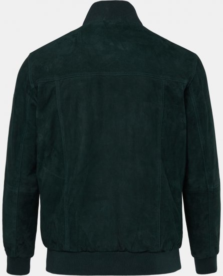 JP1880 Leather Jacket Suede with Stand-up Collar Dark Green - Jakne - Moške bunde za Močnejše Postave