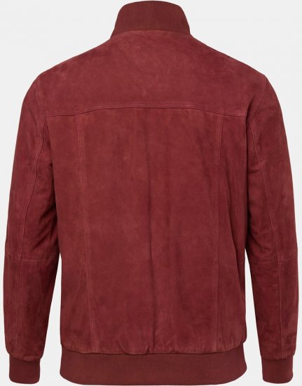 JP1880 Leather Jacket Suede with Stand-up Collar Red - Jakne - Moške bunde za Močnejše Postave