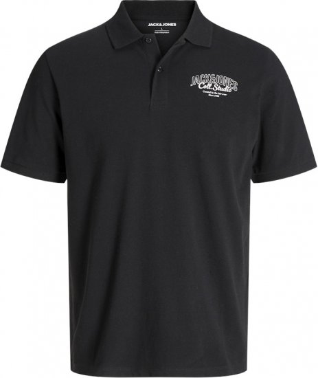 Jack & Jones Makoto Polo Short Sleeve Black - Polo majice - Moške Polo Majice za Močnejše Postave