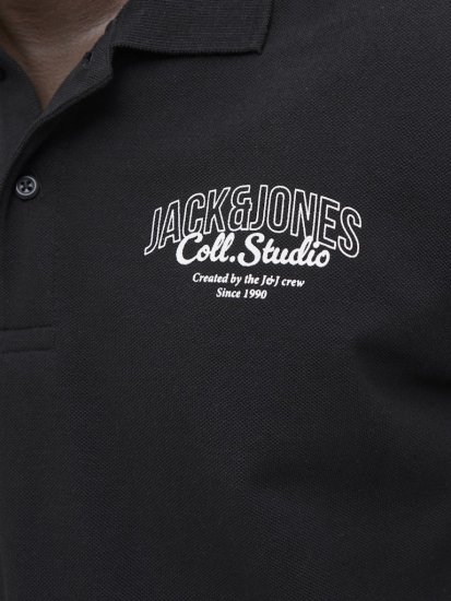 Jack & Jones Makoto Polo Short Sleeve Black - Polo majice - Moške Polo Majice za Močnejše Postave