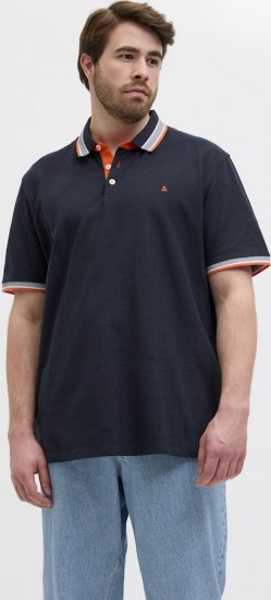 Jack & Jones Paulos Short Sleeve Polo Black Navy - Polo majice - Moške Polo Majice za Močnejše Postave