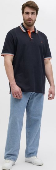 Jack & Jones Paulos Short Sleeve Polo Black Navy - Polo majice - Moške Polo Majice za Močnejše Postave