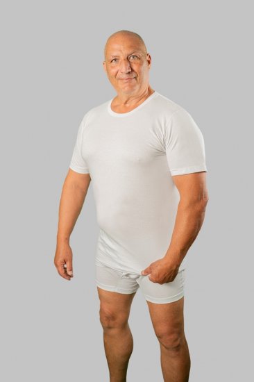 20 Nodi Short Sleeve Crew Neck in Combed Cotton Jersey White - Spodnje perilo & kopalne hlače - Moško Spodnje Perilo za močnejše postave
