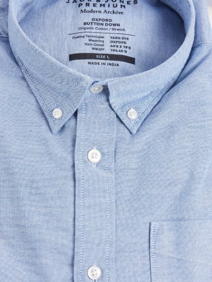 Jack & Jones Brook Oxford Shirt Long Sleeve Blue - Srajce - Moške srajce za Močnejše Postave