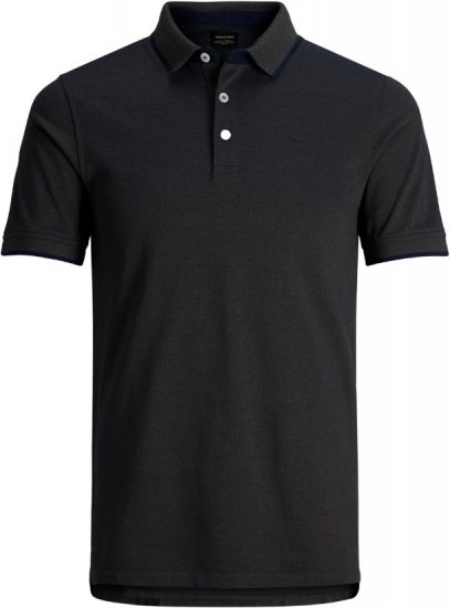 Jack & Jones Paulos Polo Short Sleeve Black - Polo majice - Moške Polo Majice za Močnejše Postave