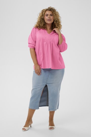 Kaffe Curve Karlia 3/4 Sleeve Blouse Pink - Bluze & Tunike - 