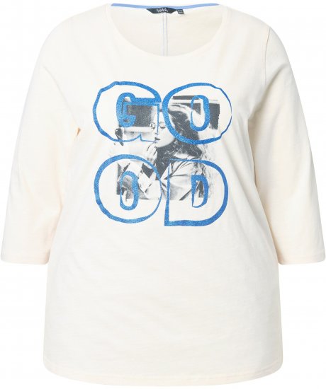 Ulla Popken Photo Graphic 3/4 Sleeve Tee Pearl White - Natisnjene majice za ženske - 