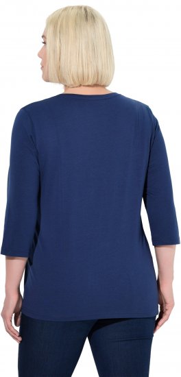 Ulla Popken Decorative Plant 3/4 Sleeve T-Shirt Ink Blue - Natisnjene majice za ženske - 