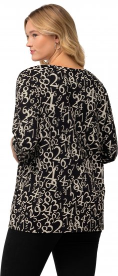 Ulla Popken Number Print 3/4 Sleeve Tee Black - Natisnjene majice za ženske - 