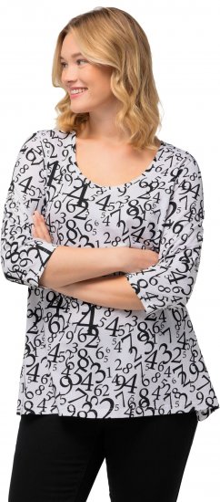 Ulla Popken Number Print 3/4 Sleeve Tee Snow White - Natisnjene majice za ženske - 