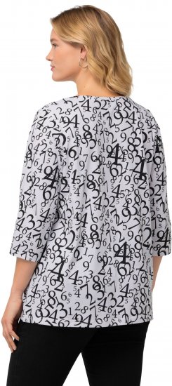Ulla Popken Number Print 3/4 Sleeve Tee Snow White - Natisnjene majice za ženske - 