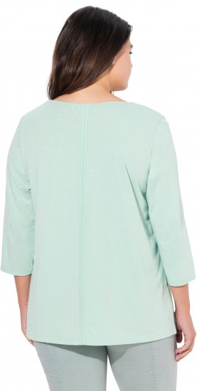 Ulla Popken Metallic Lettering 3/4 Sleeve Tee Mint Green - Natisnjene majice za ženske - 