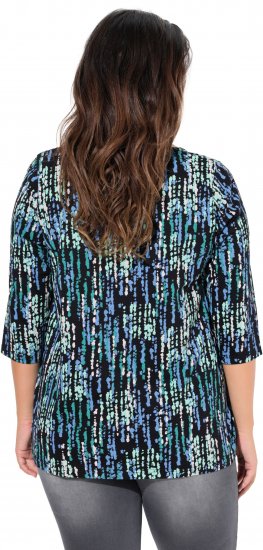 Ulla Popken Graphic Print Square Neck Tee Black - Natisnjene majice za ženske - 