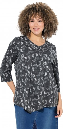 Ulla Popken Asymmetric Cowboy Boot Print Tee Black - Natisnjene majice za ženske - 