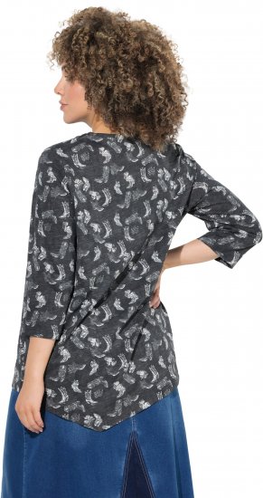 Ulla Popken Asymmetric Cowboy Boot Print Tee Black - Natisnjene majice za ženske - 