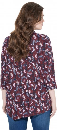 Ulla Popken Asymmetric Cowboy Boot Print Tee Dark Ruby - Natisnjene majice za ženske - 