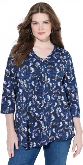 Ulla Popken Asymmetric Cowboy Boot Print Tee Dark Blue - Natisnjene majice za ženske - 