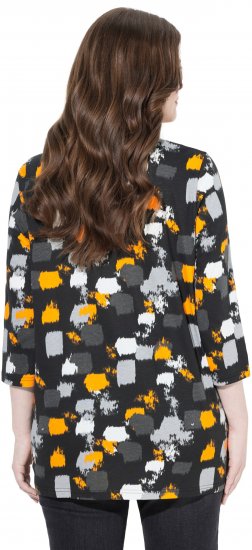 Ulla Popken Graphic Print 3/4 Sleeve Tee Black - Natisnjene majice za ženske - 