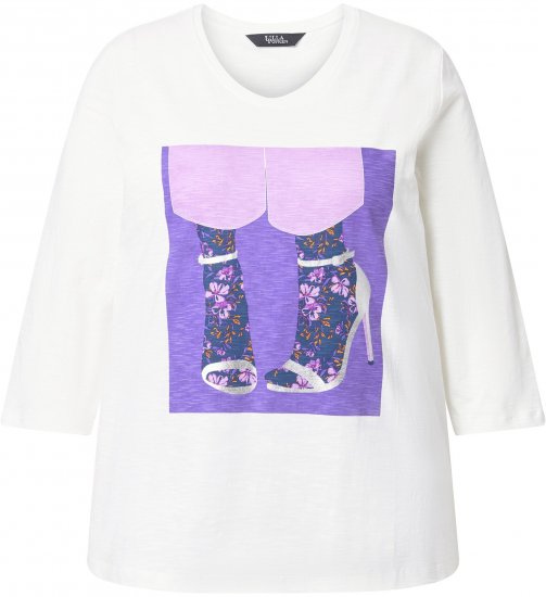 Ulla Popken Fashion Graphic T-Shirt Off-White - Natisnjene majice za ženske - 