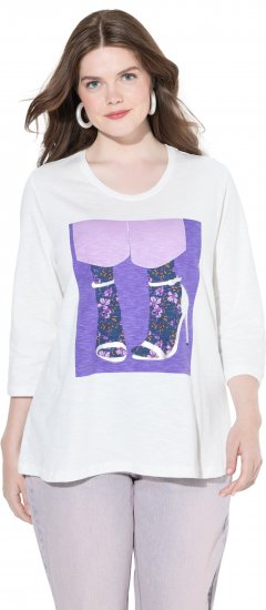 Ulla Popken Fashion Graphic T-Shirt Off-White - Natisnjene majice za ženske - 