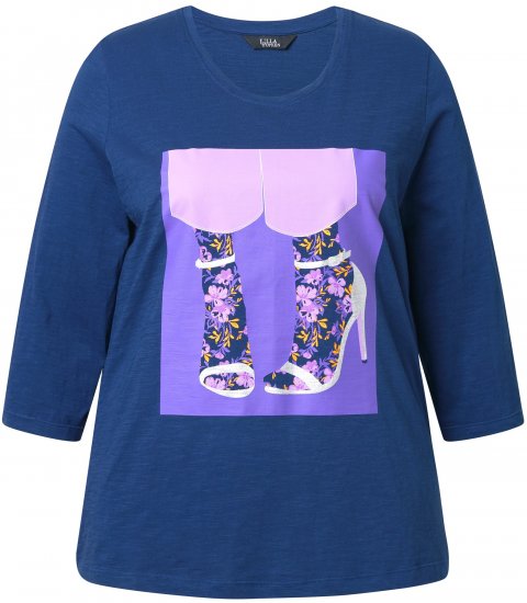Ulla Popken Fashion Graphic T-Shirt Dark Blue - Natisnjene majice za ženske - 
