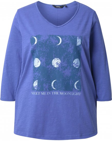 Ulla Popken Meet Me In The Moonlight 3/4 Sleeve Graphic Tee Atlantic Blue - Natisnjene majice za ženske - 