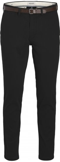 Jack & Jones Marco Adam Belted Slim Fit Chino Pants Black - Kavbojke & hlače - Moške Kavbojke in Hlače za Močnejše Postave