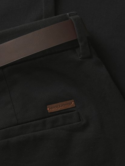 Jack & Jones Marco Adam Belted Slim Fit Chino Pants Black - Kavbojke & hlače - Moške Kavbojke in Hlače za Močnejše Postave