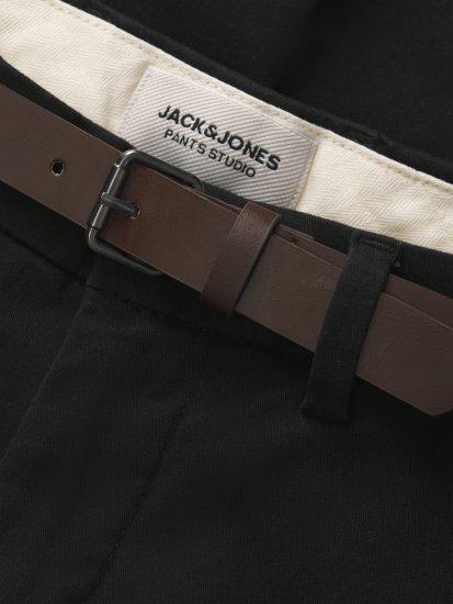Jack & Jones Marco Adam Belted Slim Fit Chino Pants Black - Kavbojke & hlače - Moške Kavbojke in Hlače za Močnejše Postave