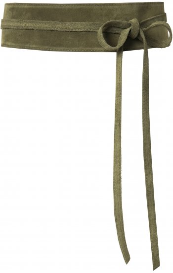 Ulla Popken Leather Tie Belt Olive Gray - Ženski pasovi - 