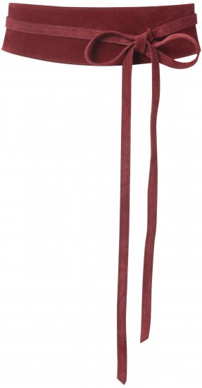 Ulla Popken Leather Tie Belt Dark Red - Ženski pasovi - 