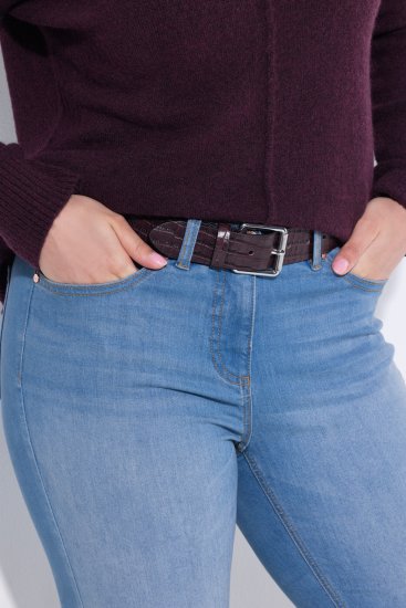 Ulla Popken Snake Embossed Belt Burgundy - Ženski pasovi - 