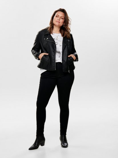 Only Carmakoma Emmy Biker Jacket Black - Usnjene jakne - 