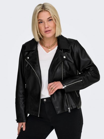 Only Carmakoma Emmy Biker Jacket Black - Usnjene jakne - 