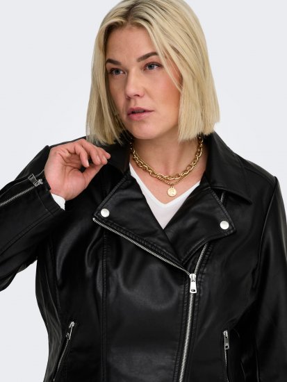 Only Carmakoma Emmy Biker Jacket Black - Usnjene jakne - 