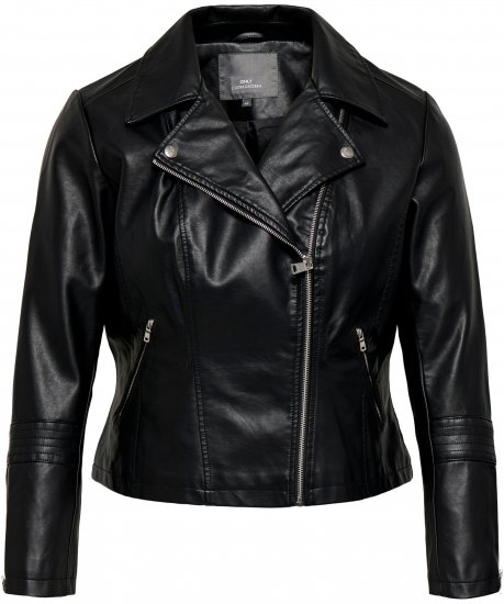 Only Carmakoma Emmy Biker Jacket Black - Usnjene jakne - 