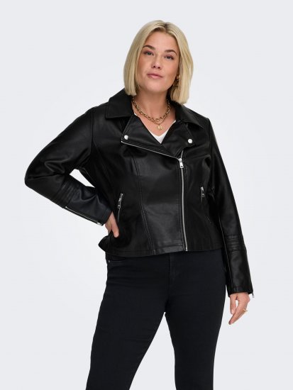 Only Carmakoma Emmy Biker Jacket Black - Usnjene jakne - 
