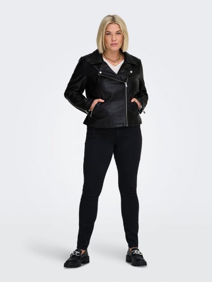 Only Carmakoma Emmy Biker Jacket Black - Usnjene jakne - 