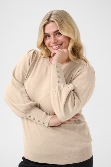 Kaffe Curve Lizzy Pulover z dolgimi rokavi Bež - Puloverji & pletenine - 
