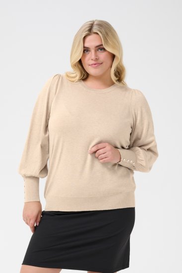 Kaffe Curve Lizzy Pulover z dolgimi rokavi Bež - Puloverji & pletenine - 