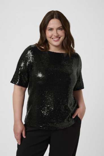 Kaffe Curve Mirana Sequin Blouse Black - Bluze - 
