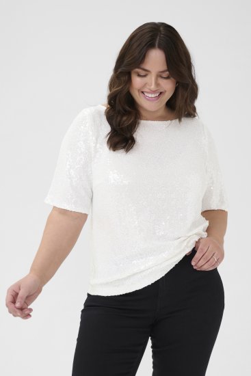 Kaffe Curve Mirana Sequin Blouse Chalk - Bluze - 