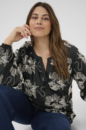 Kaffe Curve Kimmie Blouse Black Chalk Embroidery - Bluze - 