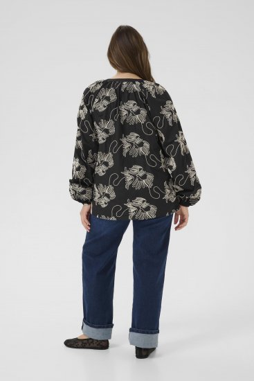 Kaffe Curve Kimmie Blouse Black Chalk Embroidery - Bluze - 