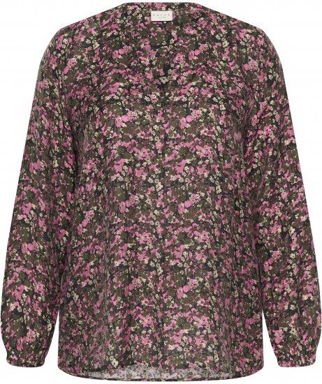 Kaffe Curve Belle Blouse Pink Black Graphic Flower - Bluze - 