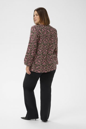 Kaffe Curve Belle Blouse Pink Black Graphic Flower - Bluze - 