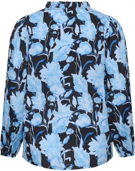Kaffe Curve Sasja Bluza z dolgimi rokavi Blue Snake Flower - Bluze & Tunike - 