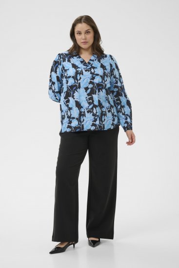 Kaffe Curve Sasja Bluza z dolgimi rokavi Blue Snake Flower - Bluze & Tunike - 