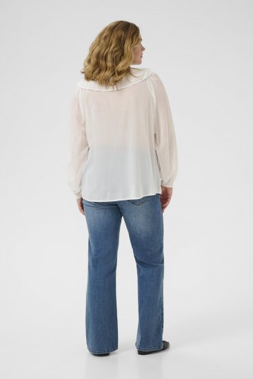 Kaffe Curve Lana Frill Blouse White - Bluze - 