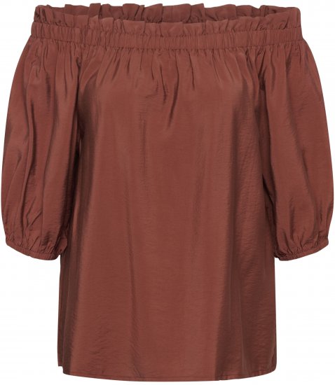 Kaffe Curve Neela Off-Shoulder Blouse Henna Brown - Bluze & Tunike - 
